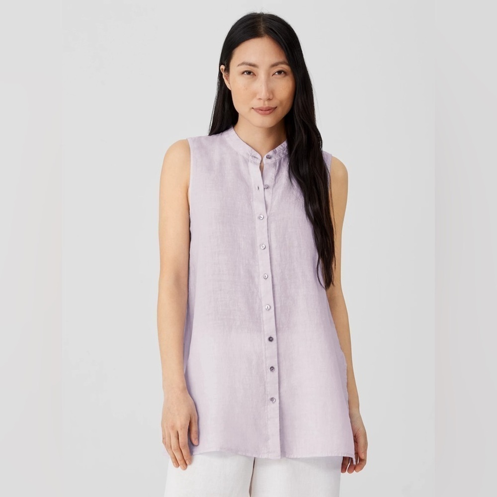 NWT Eileen Fisher XL Purple Wisteria Handkerchief Linen Sleeveless Shirt